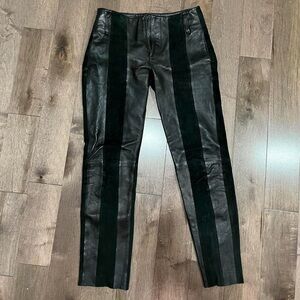 FRAME black genuine lamb leather and suede pants
